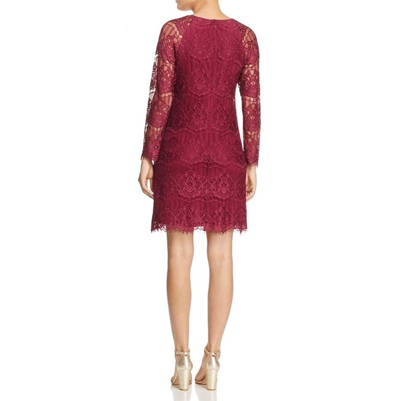 Adrianna Papell Scalloped Lace Trapeze Sheath Dress size 16 burgundy NWT - Picture 9 of 9
